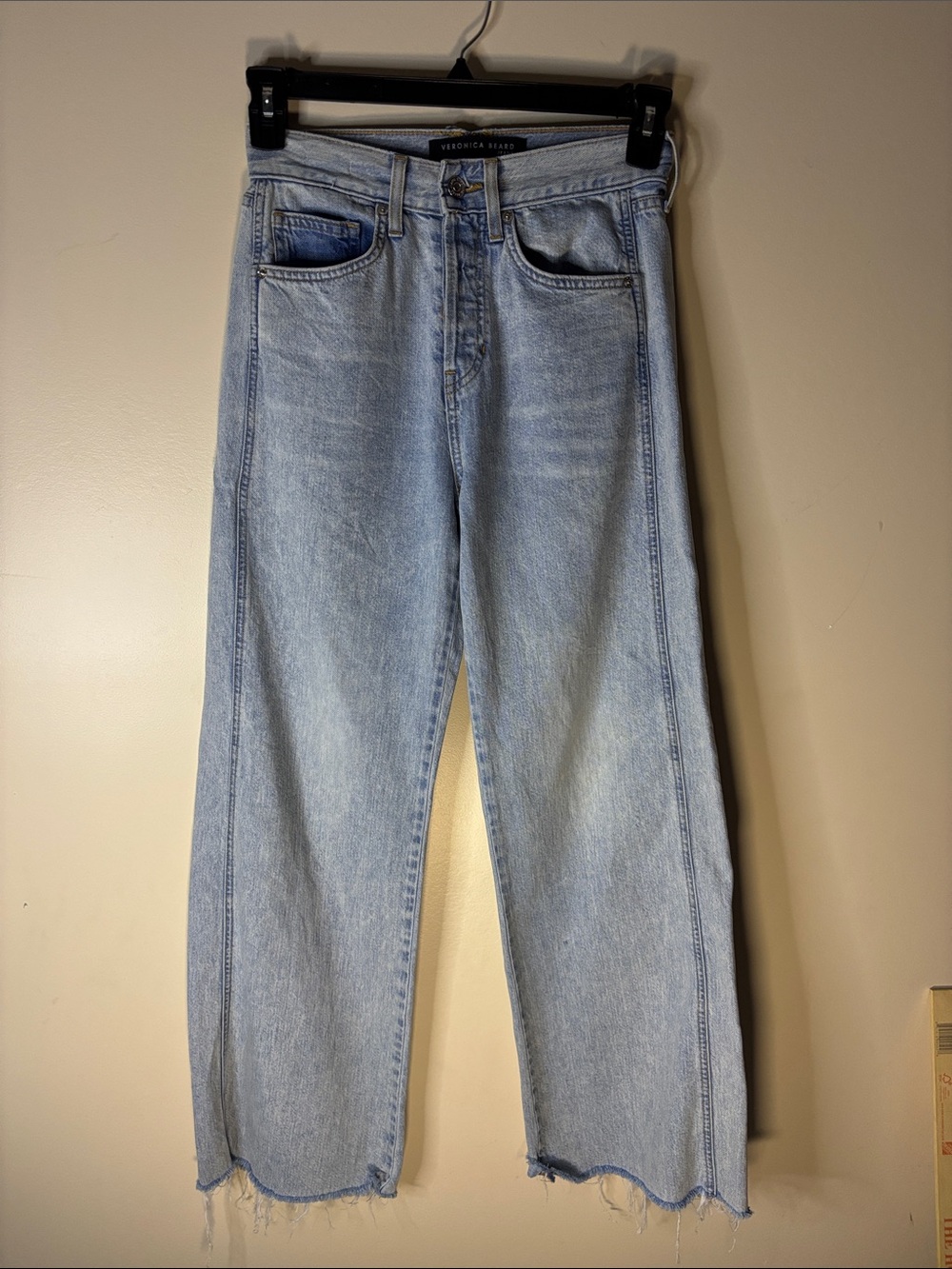 Veronica Beard Light Blue Taylor Relaxed Wide-Leg High Rise Jeans Pale Stone